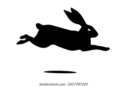 Rabbit silhouette. Easter Bunny. Isolated on white background. A simple black icon of hare. Cute animal. Ideal for logo, emblem, pictogram, print, design element for greeting card, invitation