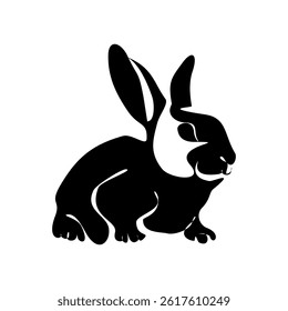 Rabbit silhouette. Easter Bunny. Isolated on white background. A simple black icon of hare