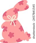 Rabbit Silhouette With Floral Pattern Vector Illustration