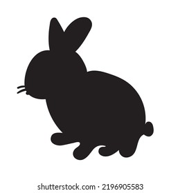 Rabbit. Silhouette. Hand drawn icon on white background.