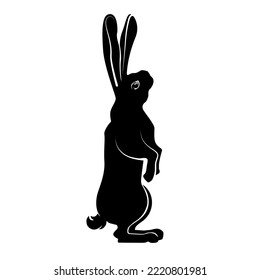 Rabbit silhouette, hare silhouette for cutting, cute rabbit pattern.