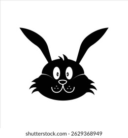rabbit silhouette, Rabbit Head Silhouette - Animal Icon, Black silhouette vector illustration of a cute rabbit head. Perfect for icons, logos, signs, and flat graphic designs.