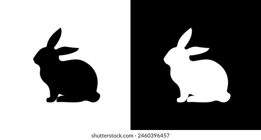 Rabbit silhouette icon. Animal icon. Black icon. Silhouette icon.