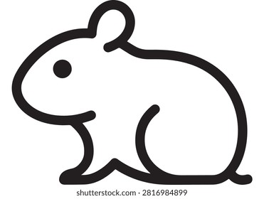Rabbit Silhouette Icon with Black and White Line Art Drawing Style for Vector Graphic Design Featuring Illustration, Lagomorph, Pet with Nature