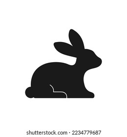 Rabbit silhouette icon on white background. Flat design vector.