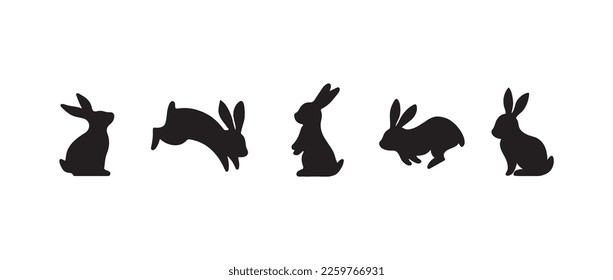 Rabbit Silhouette Illustrations. Vector Graphic Design