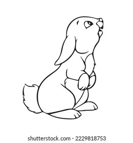 Rabbit silhouette isolated on white background. Black vector art of a bunny. Simple vector illustration of an animal. Bunny Vector illustration. Cute Rabbit silhouette logo isolated