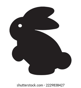 Rabbit silhouette isolated on white background. Black vector art of a bunny. Simple vector illustration of an animal. Bunny Vector illustration. Cute Rabbit silhouette logo isolated