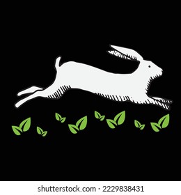Rabbit silhouette isolated on white background. Black vector art of a bunny. Simple vector illustration of an animal. Bunny Vector illustration. Cute Rabbit silhouette logo isolated