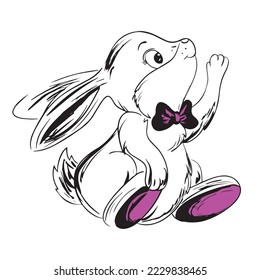 Rabbit silhouette isolated on white background. Black vector art of a bunny. Simple vector illustration of an animal. Bunny Vector illustration. Cute Rabbit silhouette logo isolated