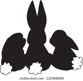 Rabbit silhouette isolated on white background. Black vector art of a bunny. Simple vector illustration of an animal. Bunny Vector illustration. Cute Rabbit silhouette logo isolated