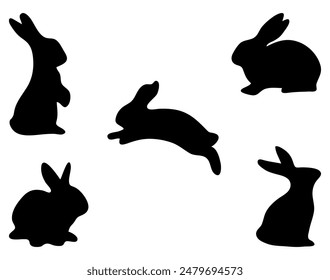 Rabbit Silhouette Isolated On White Background