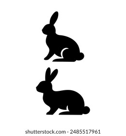 Rabbit silhouette isolated on white background. icon set of different rabbit silhouette illustrations for design use.