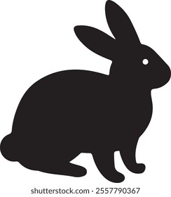 Rabbit silhouette isolated on white background. vector illustration