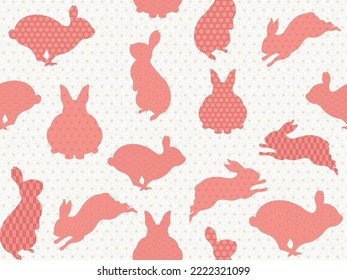 Silueta de conejo y patrón japonés.