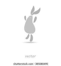 Rabbit silhouette in a jump. Vector illustration, design element, logo