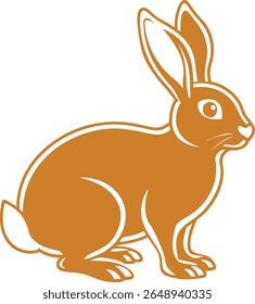 Rabbit Silhouette Line Art Vector Illustration On White Background