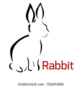 Rabbit silhouette logo. Simple lines logo.