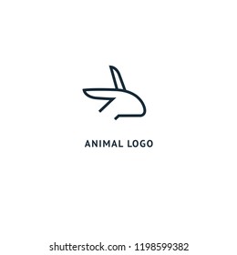 Rabbit silhouette logo. Vector abstract minimalistic illustration veterinary. Bunny icon. Pet, pet shop, zoo, clinic, Easter, rodent vector flat style logotype modern.
