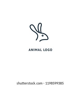 Rabbit silhouette logo. Vector abstract minimalistic illustration veterinary. Bunny icon. Pet, pet shop, zoo, clinic, Easter, rodent vector flat style logotype modern.