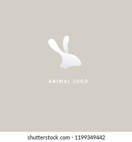 Rabbit silhouette logo. Vector abstract minimalistic illustration veterinary. Bunny icon. Pet, pet shop, zoo, clinic, Easter, rodent vector flat style logotype modern.