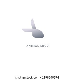 Rabbit silhouette logo. Vector abstract minimalistic illustration veterinary. Bunny icon. Pet, pet shop, zoo, clinic, Easter, rodent vector flat style logotype modern.