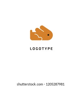 Rabbit silhouette logo. Vector abstract minimalistic illustration veterinary. Bunny icon. Pet, pet shop, zoo, clinic, Easter, rodent vector flat style logotype modern.