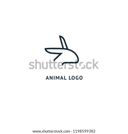 Rabbit silhouette logo. Vector abstract minimalistic illustration veterinary. Bunny icon. Pet, pet shop, zoo, clinic, Easter, rodent vector flat style logotype modern.