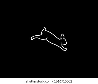 Rabbit Silhouette on Black Background. Isolated Vector Animal Template for Logo Company, Icon, Symbol etc
