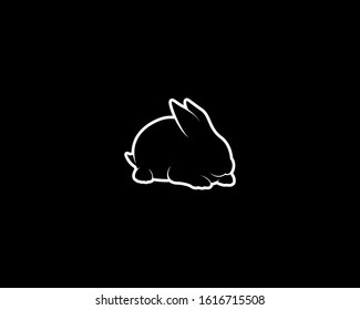 Rabbit Silhouette on Black Background. Isolated Vector Animal Template for Logo Company, Icon, Symbol etc
