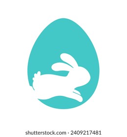 Rabbit silhouette on Easter egg background greeting card decorative elements