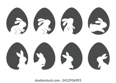 Rabbit silhouette on Easter egg background greeting card decorative elements