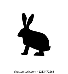 Rabbit silhouette on the white background. Isolated.