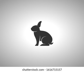 Rabbit Silhouette on White Background. Isolated Vector Animal Template for Logo Company, Icon, Symbol etc