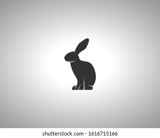 Rabbit Silhouette on White Background. Isolated Vector Animal Template for Logo Company, Icon, Symbol etc