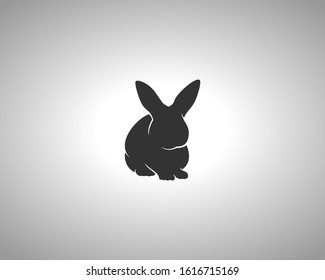 Rabbit Silhouette on White Background. Isolated Vector Animal Template for Logo Company, Icon, Symbol etc