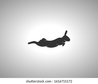 Rabbit Silhouette on White Background. Isolated Vector Animal Template for Logo Company, Icon, Symbol etc