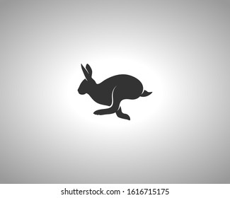 Rabbit Silhouette on White Background. Isolated Vector Animal Template for Logo Company, Icon, Symbol etc