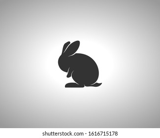 Rabbit Silhouette on White Background. Isolated Vector Animal Template for Logo Company, Icon, Symbol etc