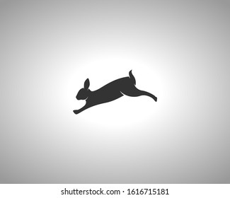 Rabbit Silhouette on White Background. Isolated Vector Animal Template for Logo Company, Icon, Symbol etc