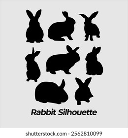 Rabbit silhouette pet element set pack