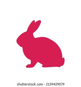 Kaninchensilhouette, rot auf weißem Hintergrund. Vektorgrafik-Symbolvorlage für das Design von Lebensmittelverpackungen.