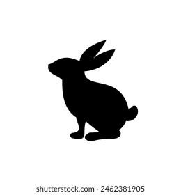 Rabbit silhouette, solid icon vector. Farm rabbit monolithic icon. Livestock concept. Rabbit sign on white background. Rabbit meat glyph. Rabbitmeat. Part of my red meat illustration collection