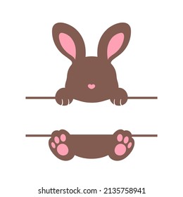 Rabbit silhouette split monogram, Easter clipart