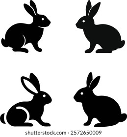 rabbit silhouette style vector design