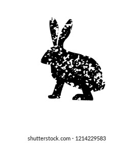 Rabbit silhouette with texure isolated on the white background.