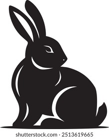 Rabbit silhouette vector art illustration on a white background