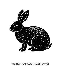 Rabbit Silhouette Vector Art Illustration and Rabbit Minimalist Black Color Design