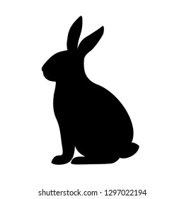 Rabbit silhouette in vector. Easter bunny. Can be used as a stencil or template for festive decorations, postcards, shop windows, logos, etc.