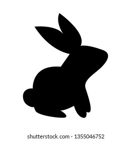 Rabbit silhouette in vector. Easter bunny. Can be used as a stencil or template for festive decorations, postcards, shop windows, logos, etc